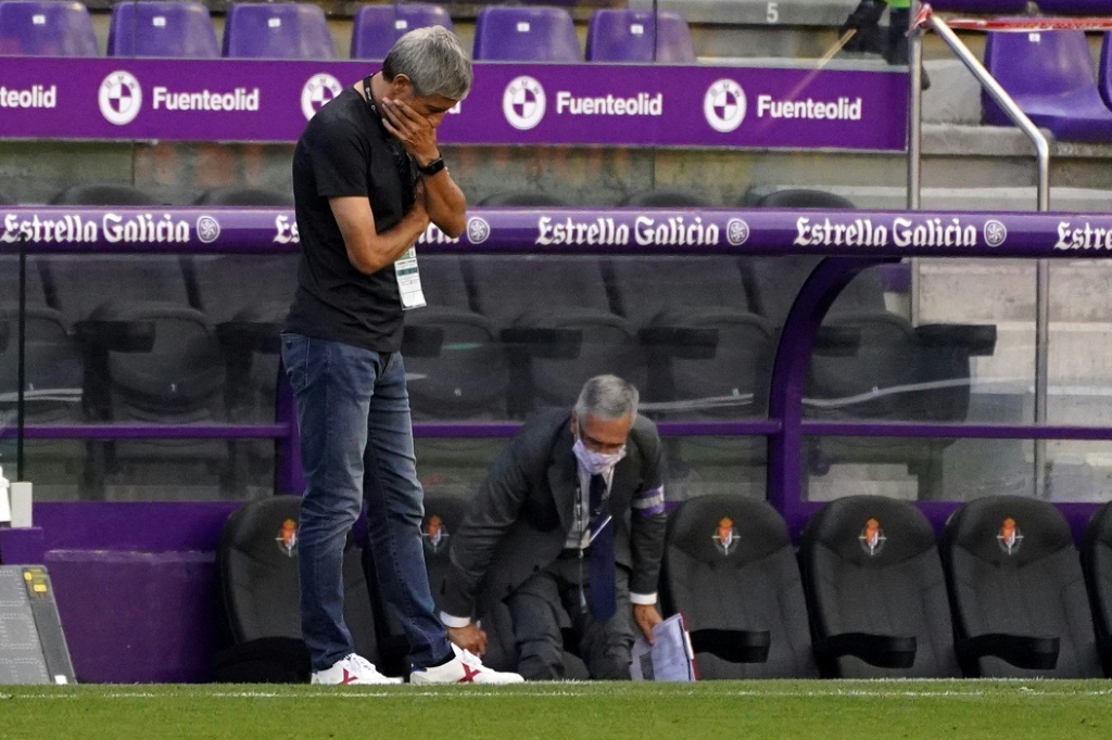 L'entraîneur du FC Barcelone Quique Setién le 11 juillet 2020 à Valladolid
