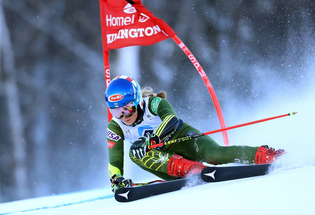 L'Américaine Mikaela Shiffrin lors de la 1re manche du slalom géant de Killington