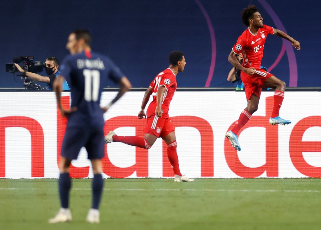 Kingsley Coman buteur pour le Bayern Munich contre Paris au stade de la Luz