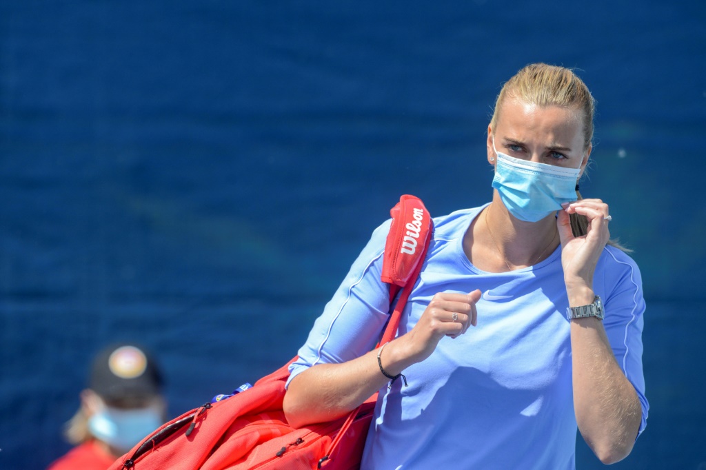La joueuse de tennis tchèque Petra Kvitova lors d'un tournoi d'exhibition le 26 mai à Prague