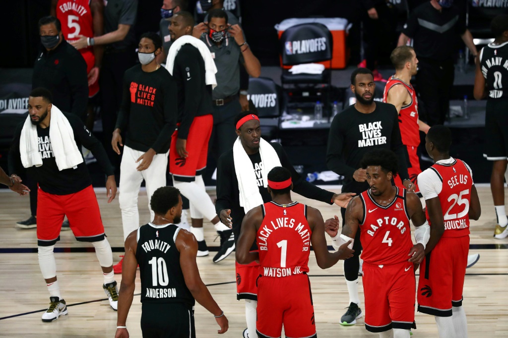 Les Toronto Raptors lors du match 4 des playoffs NBA face aux Brooklyn Nets