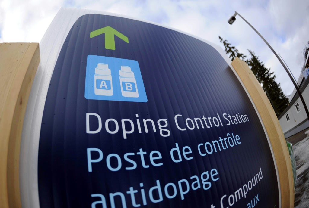 Un panneau indiquant le poste de contrôle antidopage au parc olympique de Vancouver