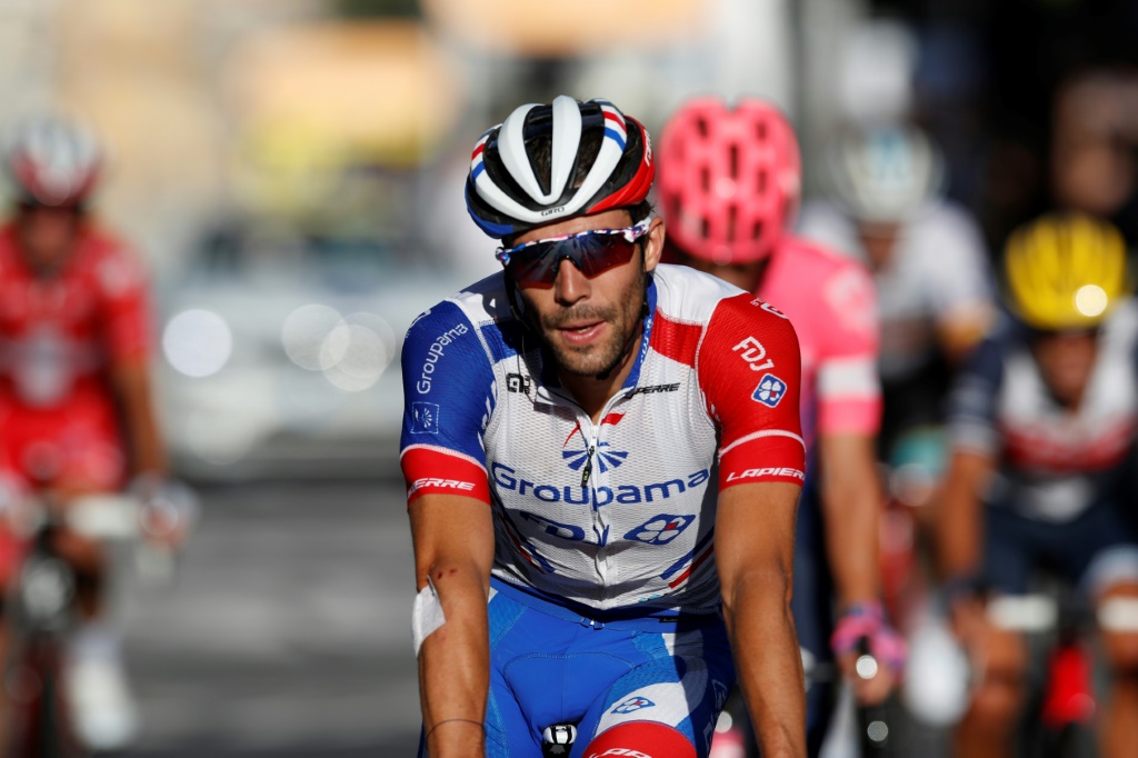 Le leader de la Groupama-FDJ  Thibaut Pinot au terme de la deuxième étape du Tour de France à Nice