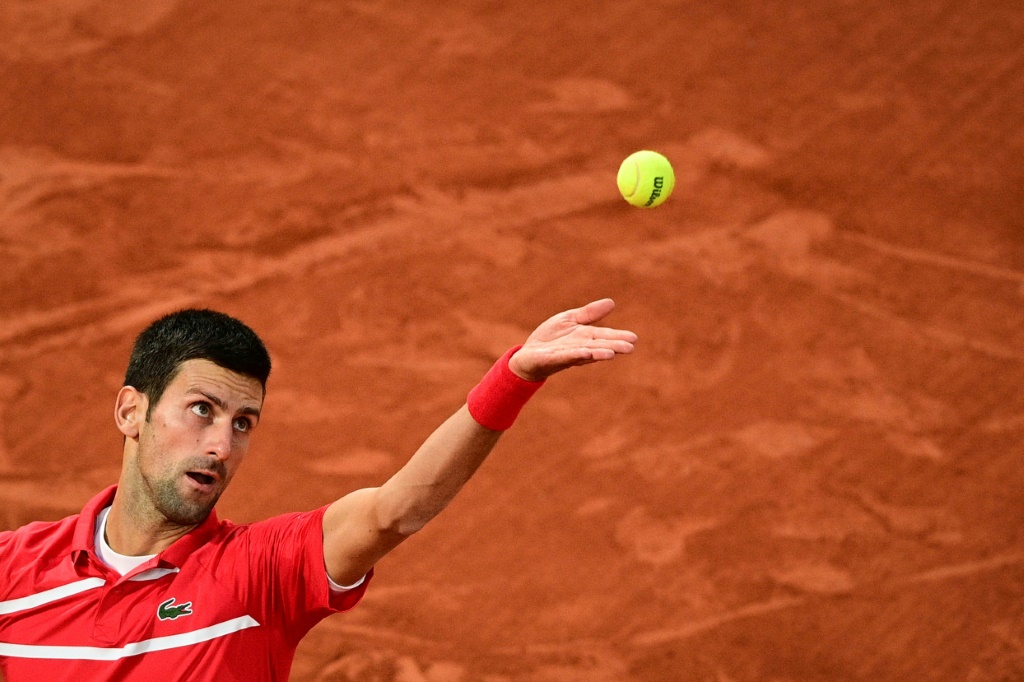 Le Serbe Novak Djokovic lors de sa demi-finale face au Grec Stefanos Tsitsipas