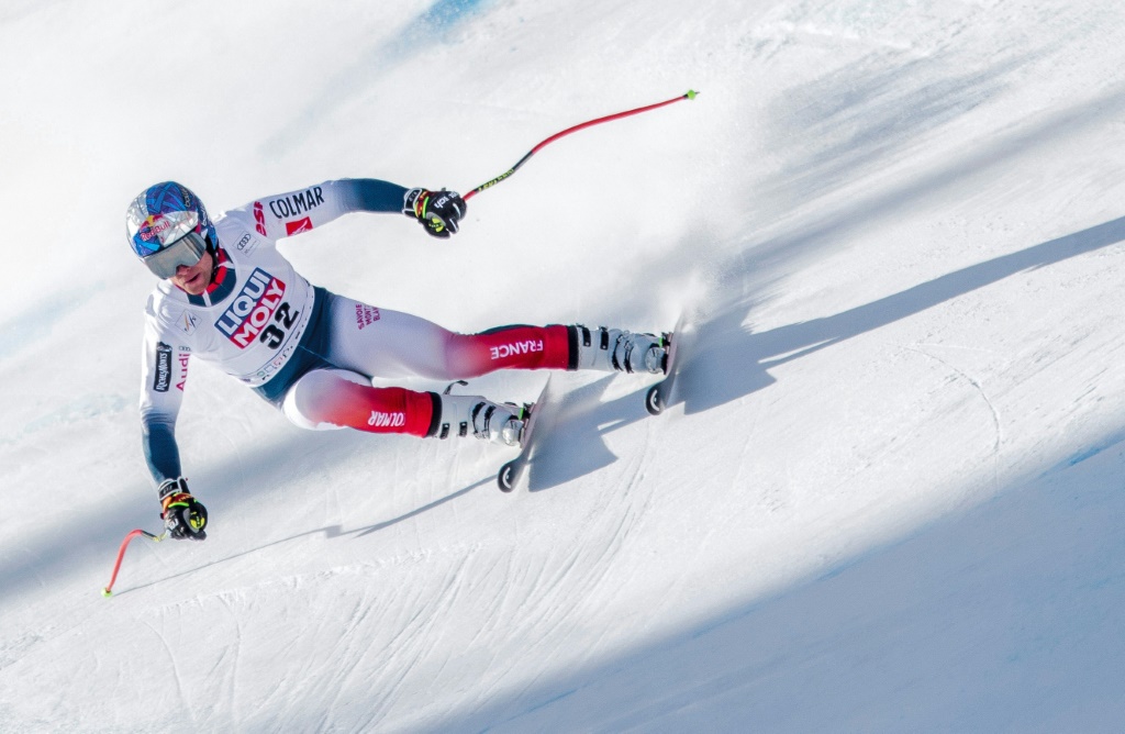 Le skieur français Alexis Pinturault lors d'un entraînement de descente à Kvitfjell en Norvège