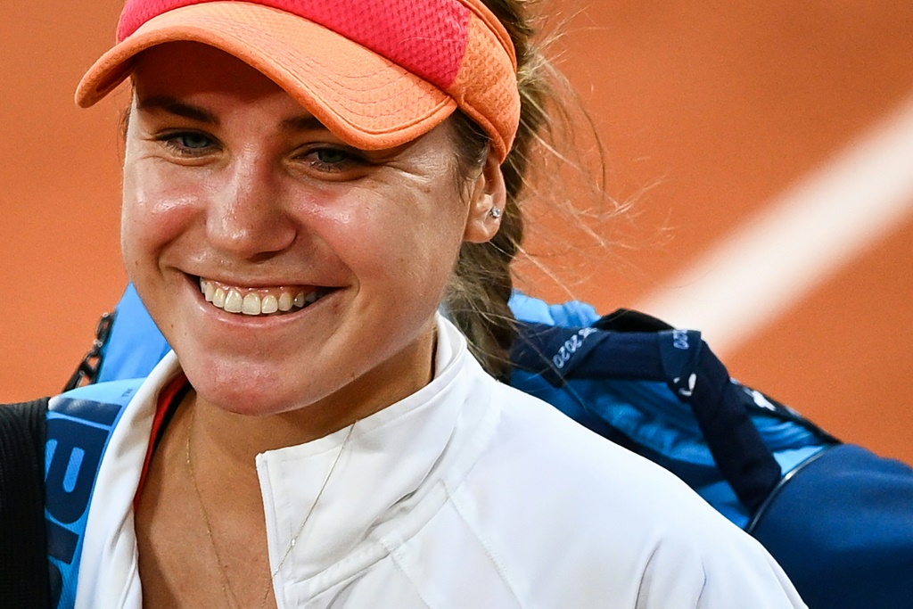 L'Américaine Sofia Kenin heureuse après sa victoire sur la Tchèque Petra Kvitova en demi-finale de Roland-Garros
