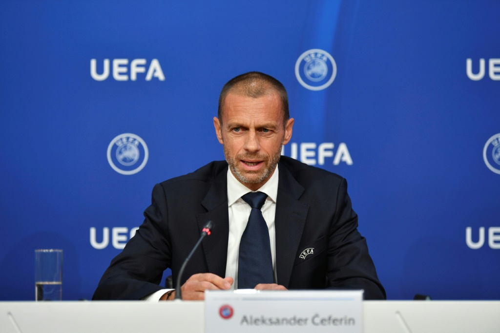 Le président de l'UEFA Aleksander Ceferin lors d'un point presse au siège de l'organisation à Nyon