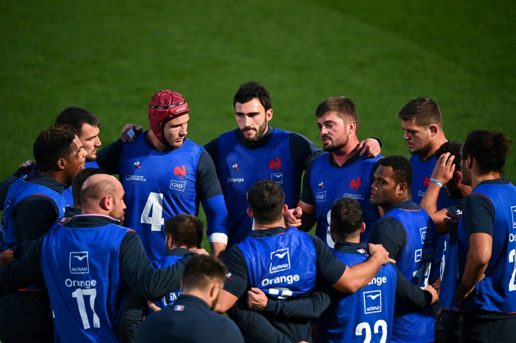 Séance d'entraînement pour les joueurs du XV de France lors du précédent regroupement à Marcoussis