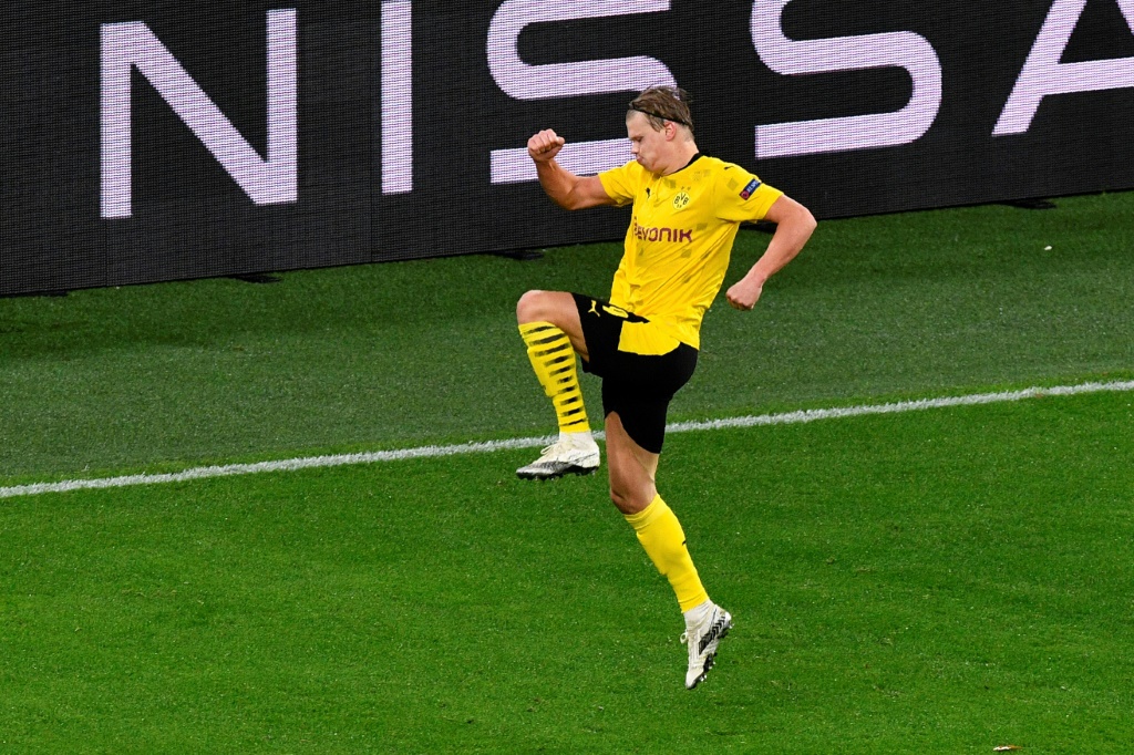 L'attaquant norvégien de Dortmund Erling Haaland lors de la réception du Zenit Saint-Pétersbourg en Ligue des champions