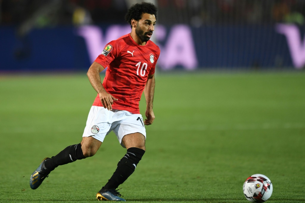 L'attaquant égyptien Mohamed Salah lors du 8e de finale de la Coupe d'Afrique des Nations contre l'Afrique du Sud