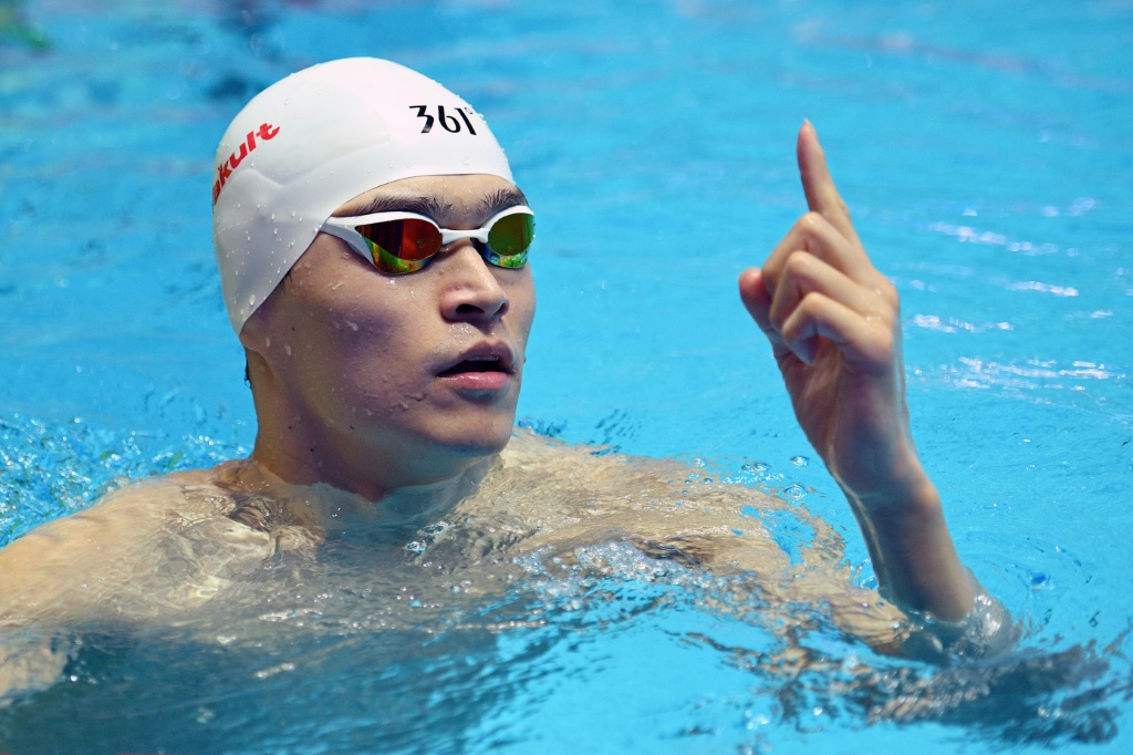Le nageur chinois Sun Yang à l'entraînement