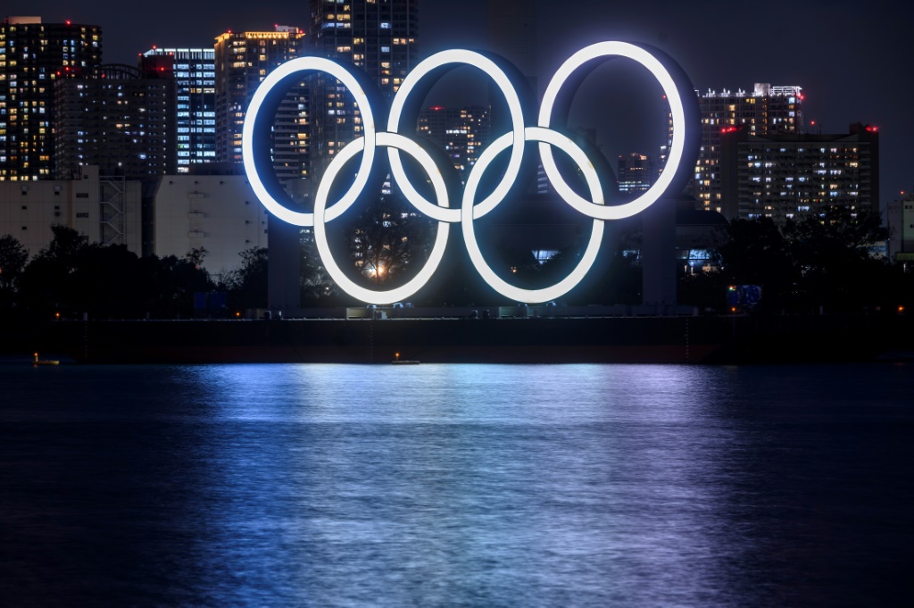 Les anneaux olympiques à Tokyo le 1er décembre 2020