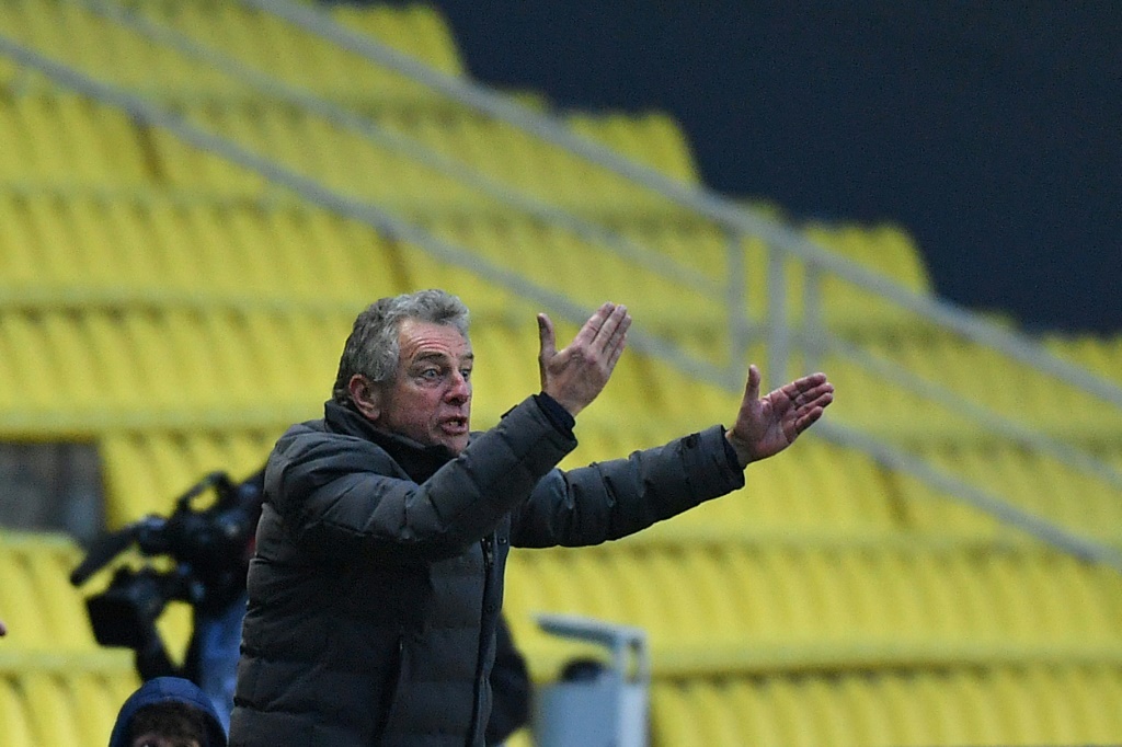 L'entraîneur de Nantes Christian Gourcuff lors d'un match contre Strasbourg