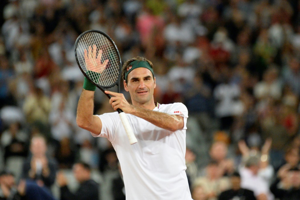 Roger Federer à l'issue d'un match caritatif contre Rafael Nadal