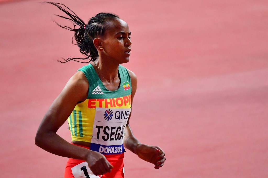 L'Ethiopienne Gudaf Tsegay lors du 1500 m aux Championnats du monde d'athlétisme
