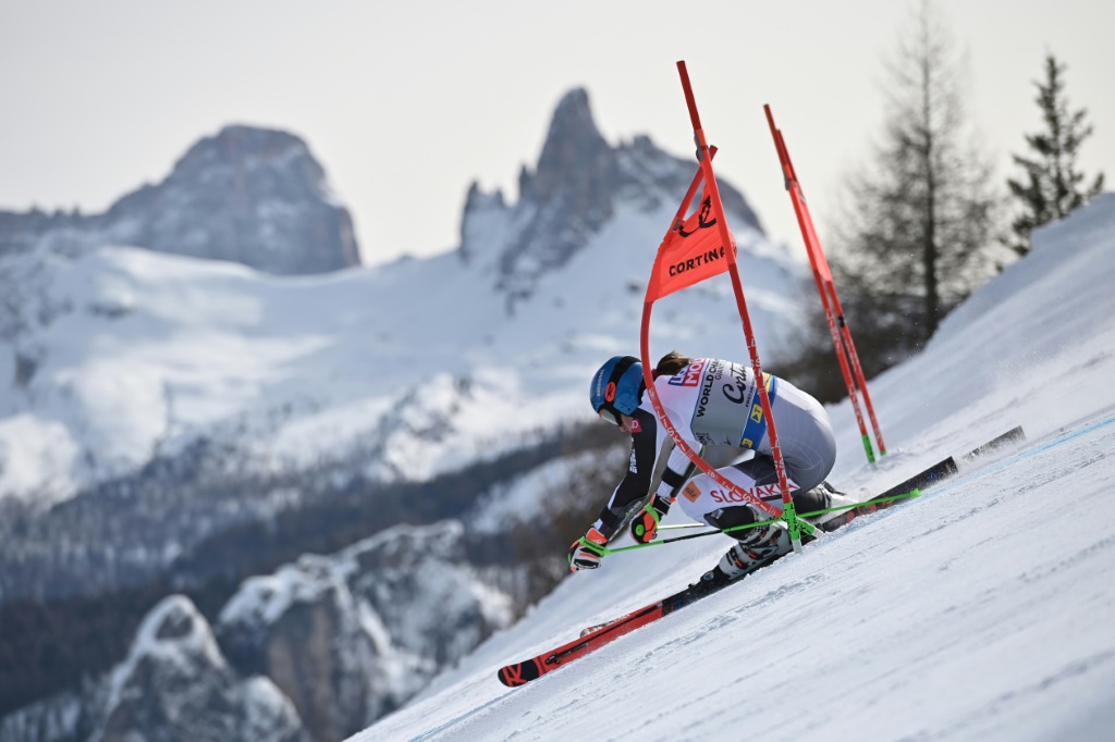 La Slovaque Petra Vlhova lors du slalom géant femmes aux Mondiaux de ski alpin le 18 février 2021 à Cortina d'Ampezzo (Italie).