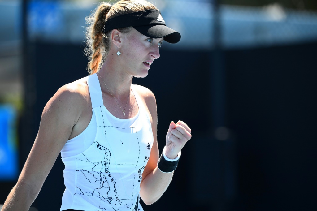 Kristina Mladenovic lors de son premier tour à l'Open d'Australie