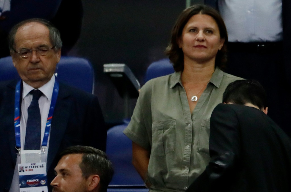 La ministre déléguée aux Sports Roxana Maracineanu et le président de la Fédération française de football