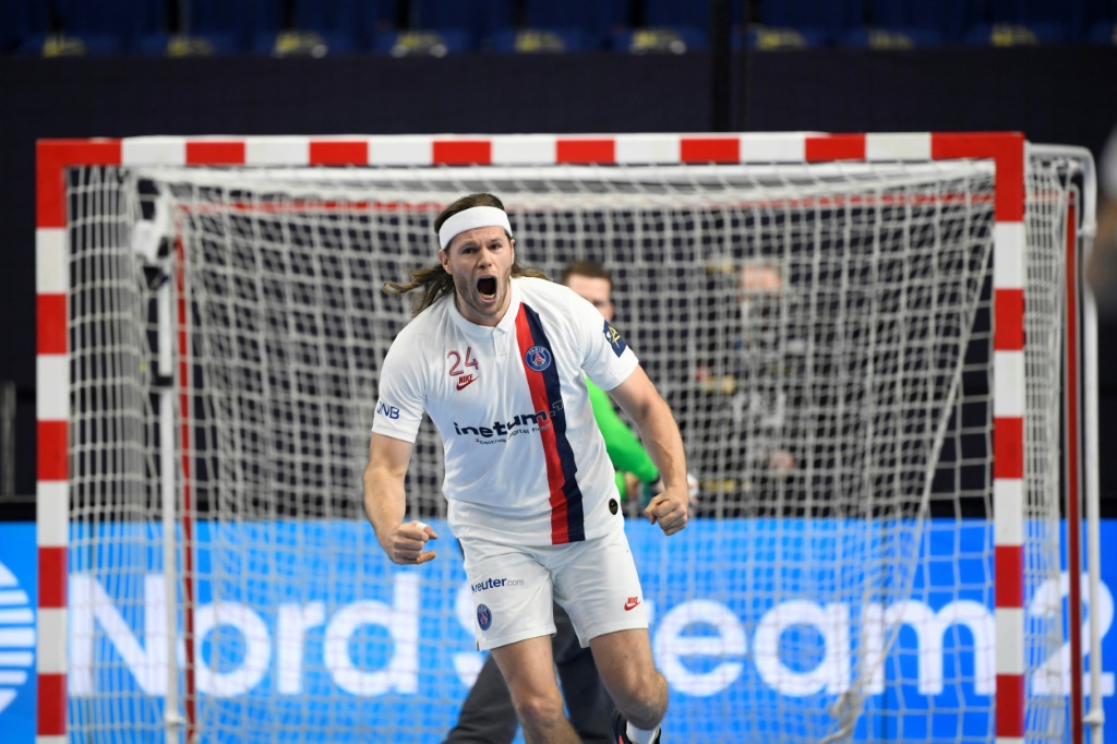 La star du PSG Mikkel Hansen lors du match de Final Four de la Ligue des champions contre Barcelone à Cologne