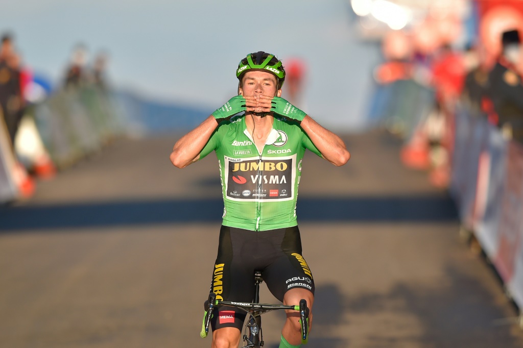 Le Slovène Primoz Roglic lors d'une victoire d'étape sur la Vuelta