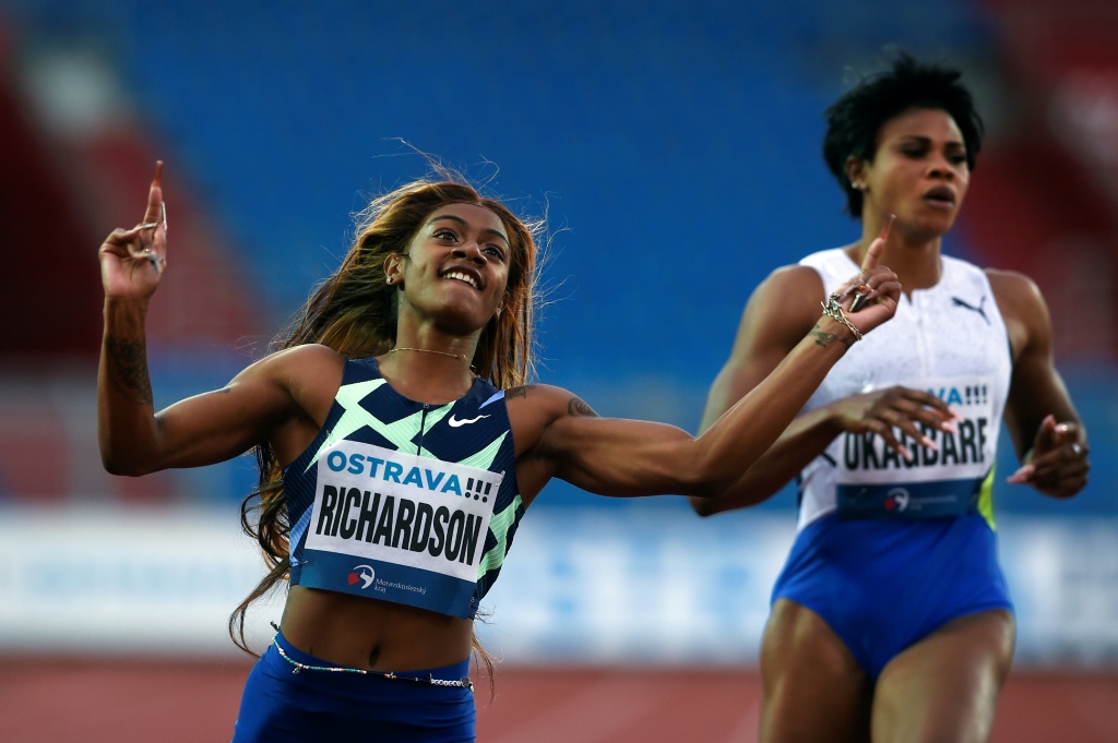 L'Américaine Sha'Carri Richardson remporte le 200 mètres de meeting d'athlétisme d'Ostrava (République tchèque) le 19 mai 2021.
