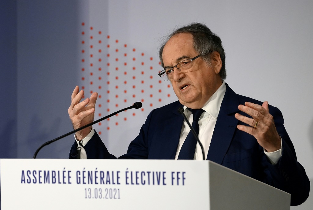 Le président de la FFF Noël Le Graët s'exprimant devant l'assemblée de l'instance à Paris