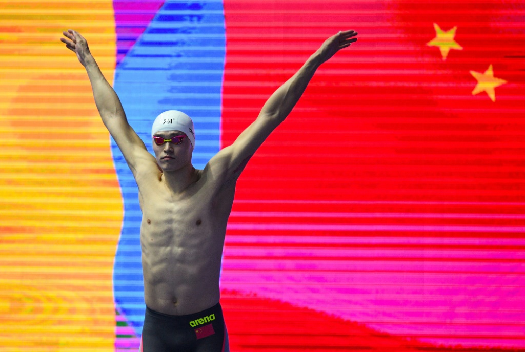 Le nageur chinois Sun Yang avant de s'élancer pour la finale du 800 m nage libre des Mondiaux de Gwangju
