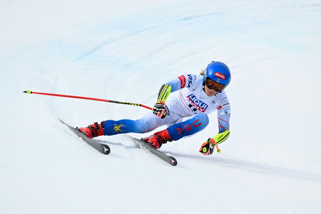 Mikaela Shiffrin lors du super-G des finales de Coupe du monde de ski alpin à  Courchevel le 17 mars 2022