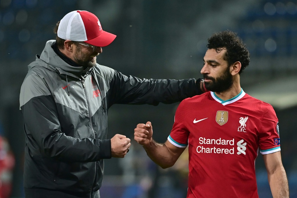 L'entraineur allemand de Liverpool Jurgen Klopp et l'attaquant égyptien Mohamed Salah