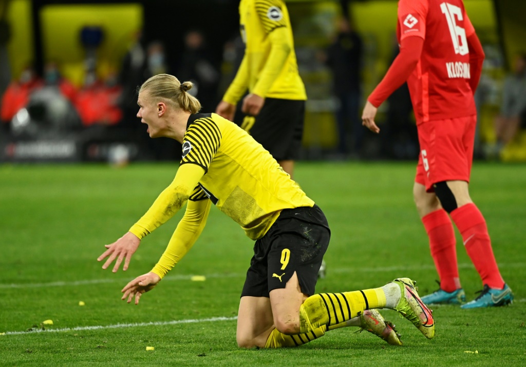 L'attaquant de Dortmund Erling Haaland contre Leipzig, le 2 avril 2022 à Dortmund