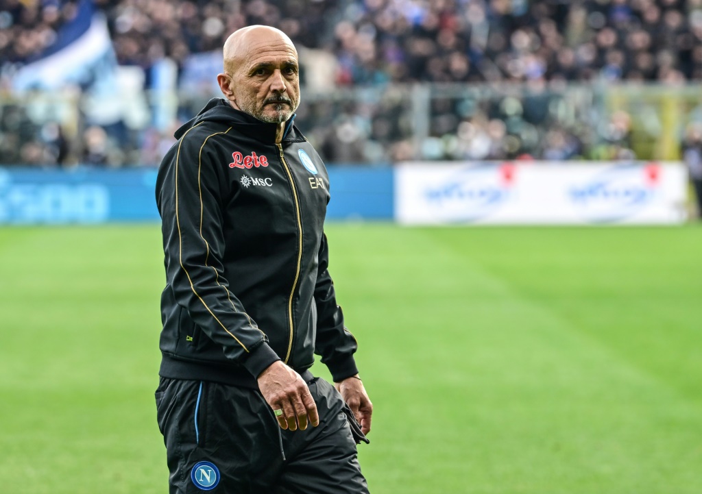 L'entraîneur de Naples Luciano Spalletti, à la fin du match de la 31e journée de Serie A contre l'Atalanta, le 3 avril 2022 à Bergame