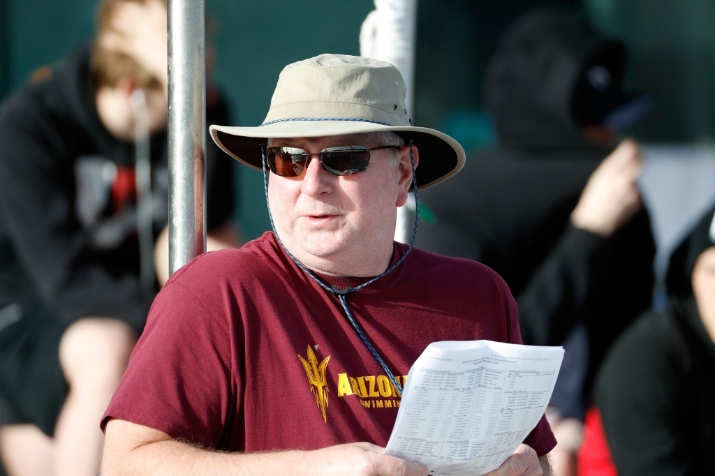 Bob Bowman, entraîneur de l'université d'Etat d'Arizona, le 12 avril 2018 à Mesa, Arizona.