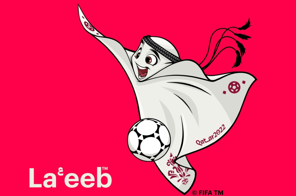 La mascotte du Mondial La'eeb dévoilée en marge de la cérémonie de tirage au sort, le 1er avril 2022 à Doha