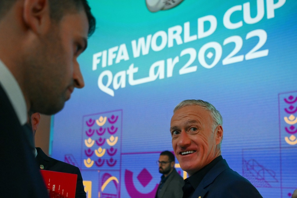 Le sélectionneur des Bleus Didier Deschamps à la cérémonie de tirage au sort du Mondial à Doha, le 1er avril 2022