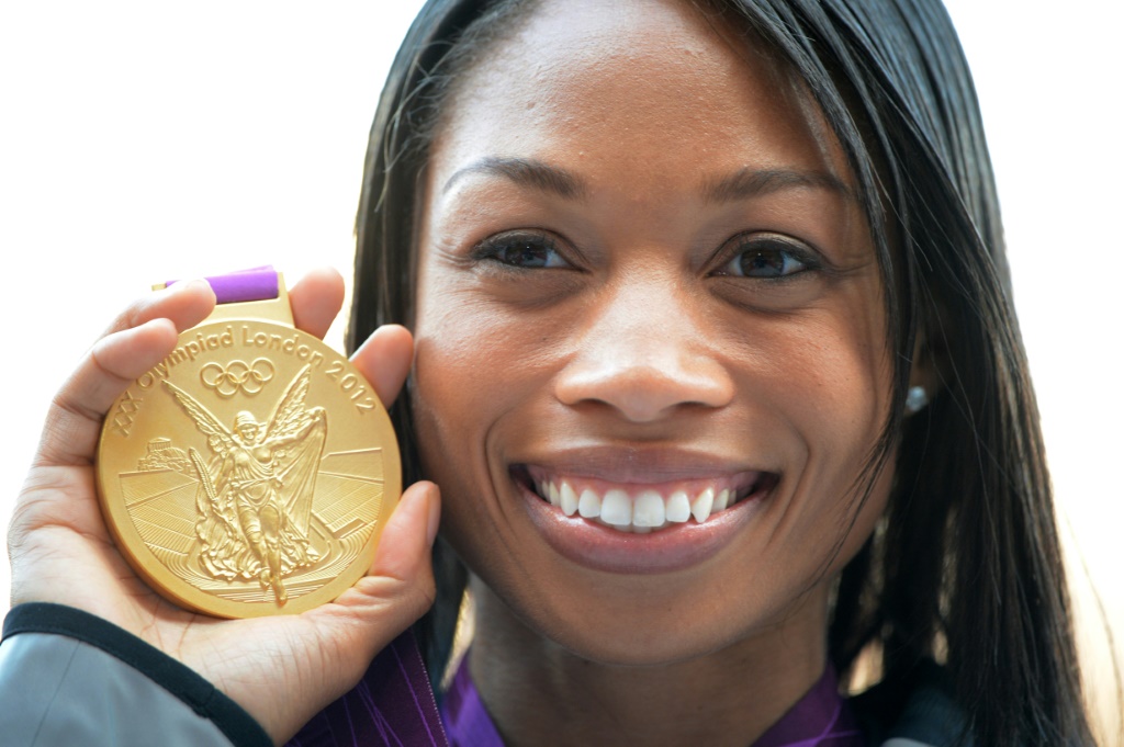 L'Américaine Allyson Felix, championne olympique du 200 m aux JO de Londres, le 9 août 2012