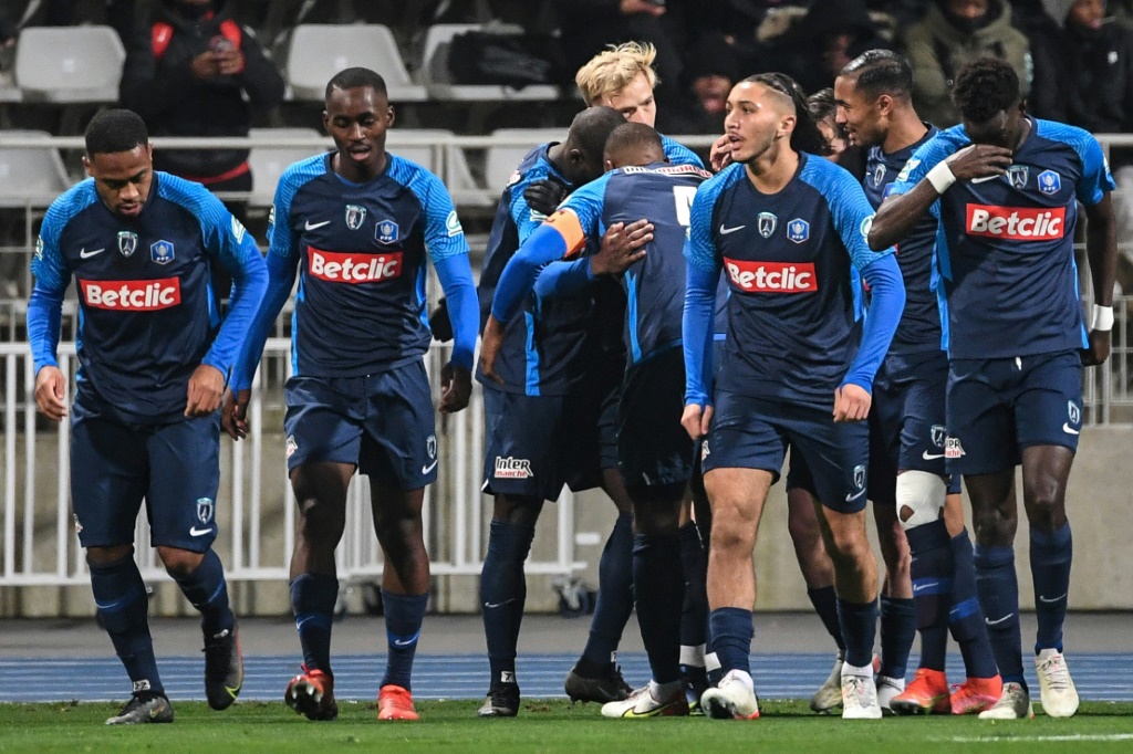 Les joueurs du Paris FC lors d'un match de Coupe de France au stade Charléty