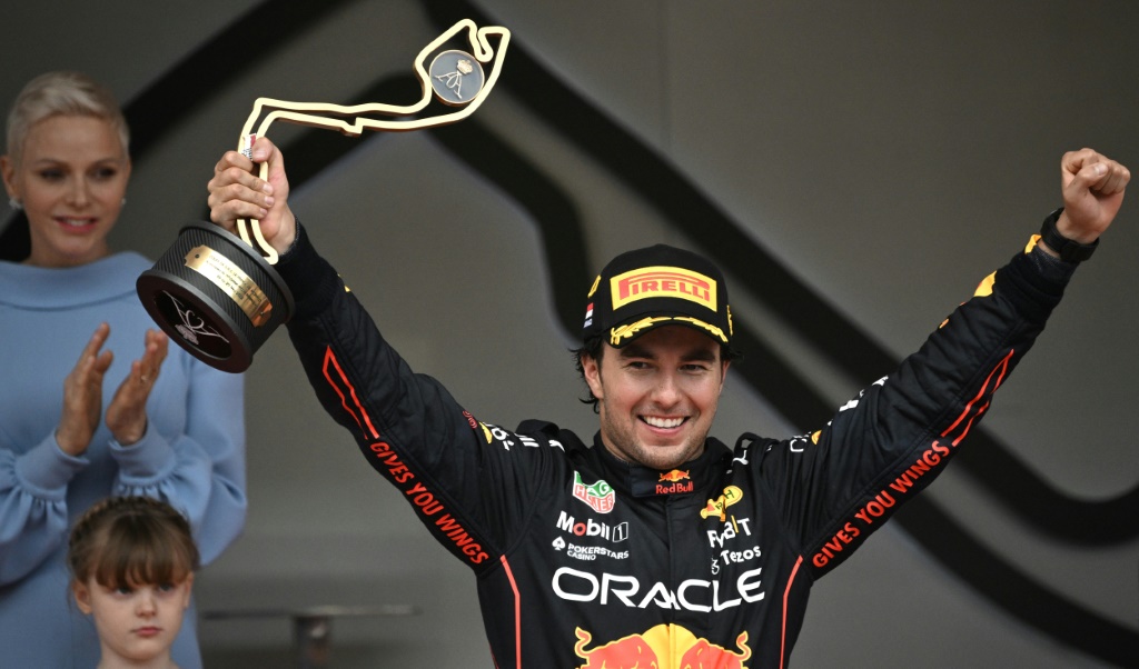 La joie du Mexicain Sergio Perez (Red Bull)