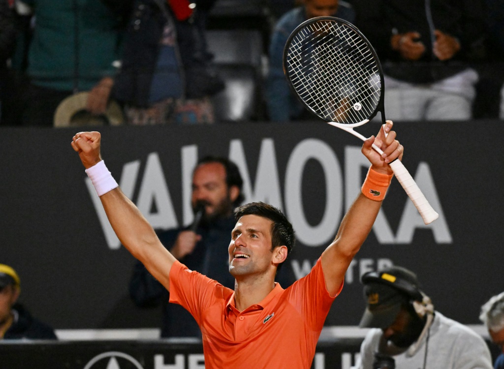 Novak Djokovic vainqueur de Casper Ruud au Masters 1000 de Rome le 14 mai 2022 au Foro Italico
