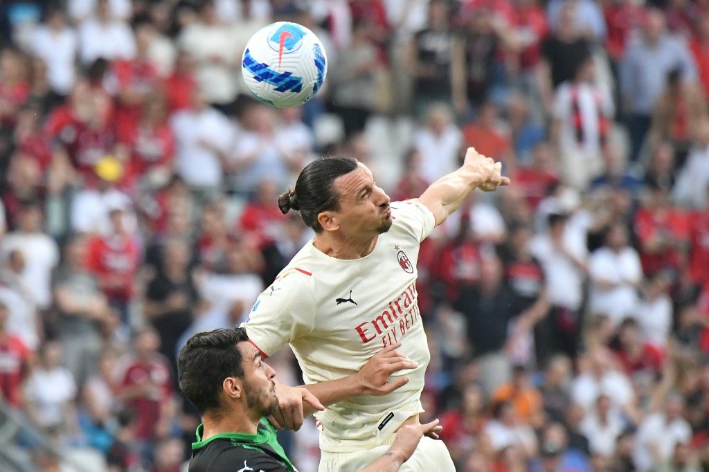 L'emblématique attaquant de l'AC Milan' Zlatan Ibrahimovic lors d'un match de Serie A à Sassuolo