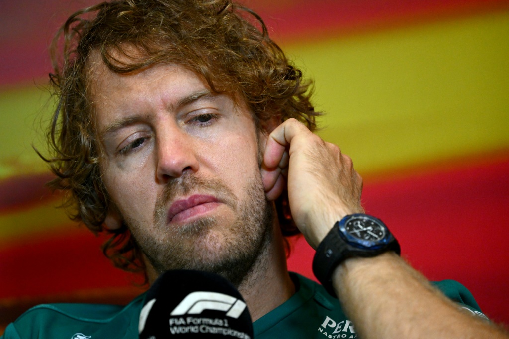 Le pilote Aston Martin Sebastian Vettel à Montmelo pour le GP d'Espagne de F1