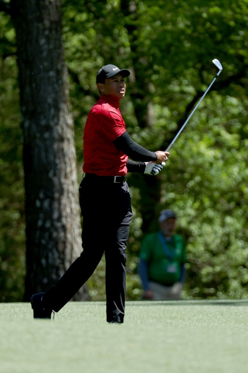 Tiger Woods le 10 avril 2022 sur le parcours des Masters d'Augusta