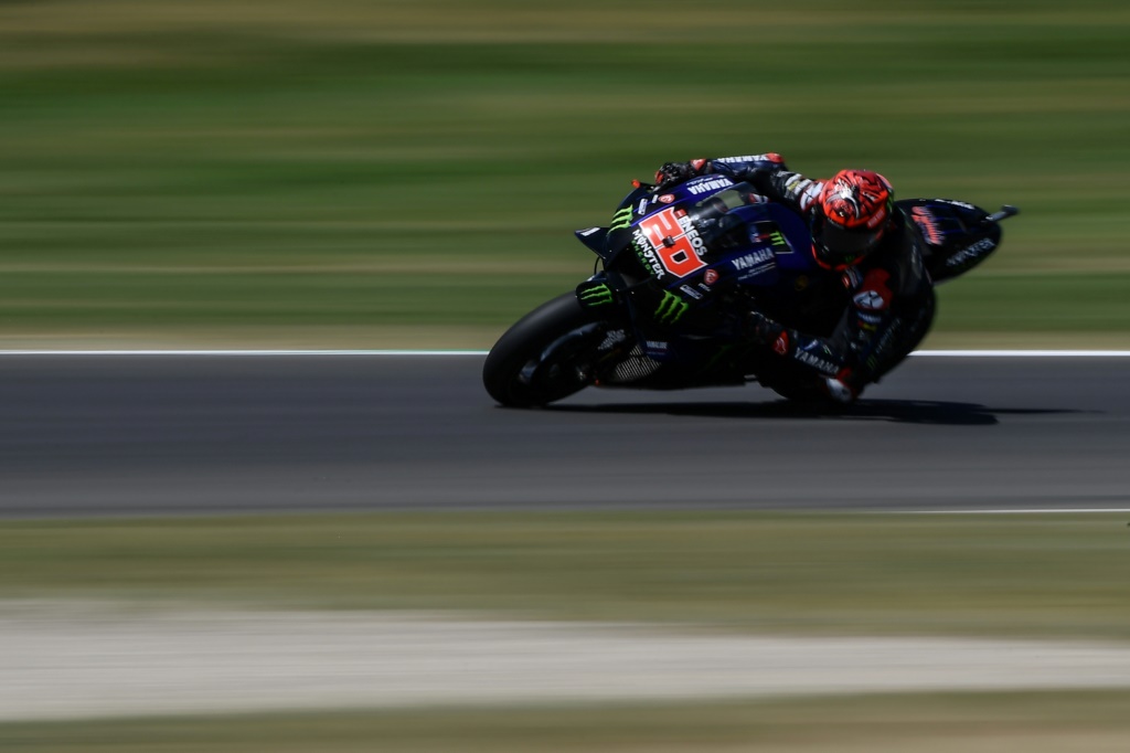 Le Français Fabio Quartararo (Yamaha), lors de la 2e séance d'essais libres du Grand Prix d'Italie de MotoGP, le 27 mai 2022 sur le circuit de Mugello