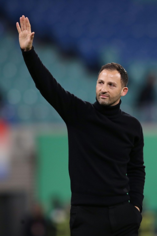 Domenico Tedesco, l'entraîneur du RB Leipzig, pendant la demi-finale de Coupe d'Allemagne contre l'Union Berlin le 20 avril 2022 à Leipzig