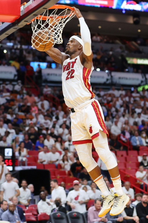 Jimmy Butler a inscrit 22 points dans la victoire du Heat face aux Sixers, le 4 mai 2022 à Miami.
