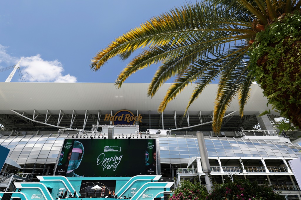 Vue générale de l'entrée du circuit de Miami le 4 mai 2022 avant le Grand Prix de Formule Un