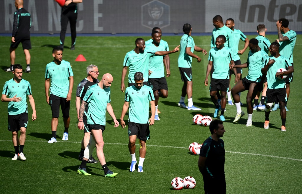 Les Nantais à l'entraînement au Stade de France à la veille de leur finale de Coupe de France contre Nice, le 6 mai 2022