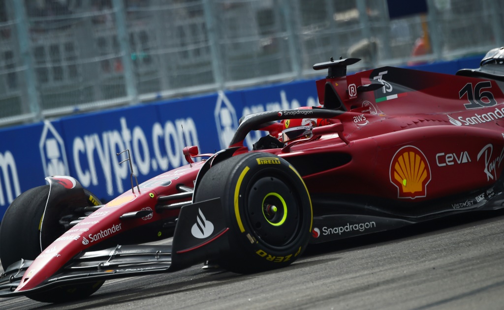 La Ferrari du Monégasque Charles Leclerc lors du GP de Miami, le 8 mai 2022