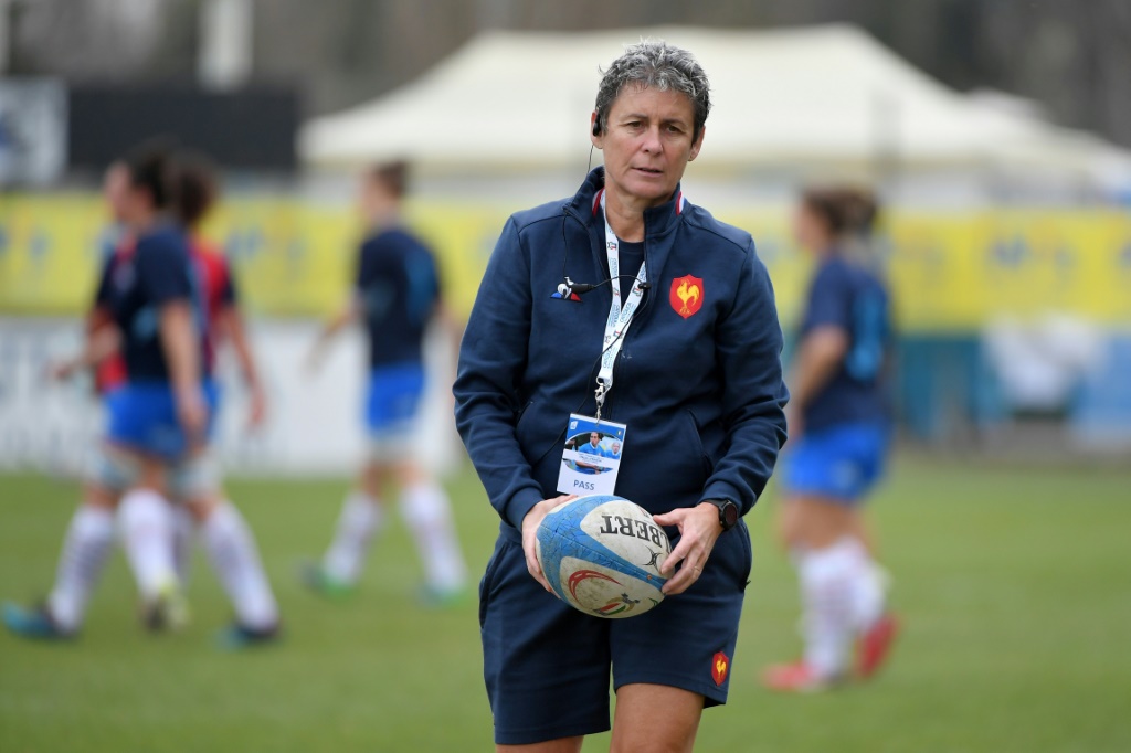 La sélectionneuse de l'équipe de France de rugby féminin Annick Hayraud, avant le match du Tournoi des Six nations contre l'Italie, le 17 mars 2019 à Padoue