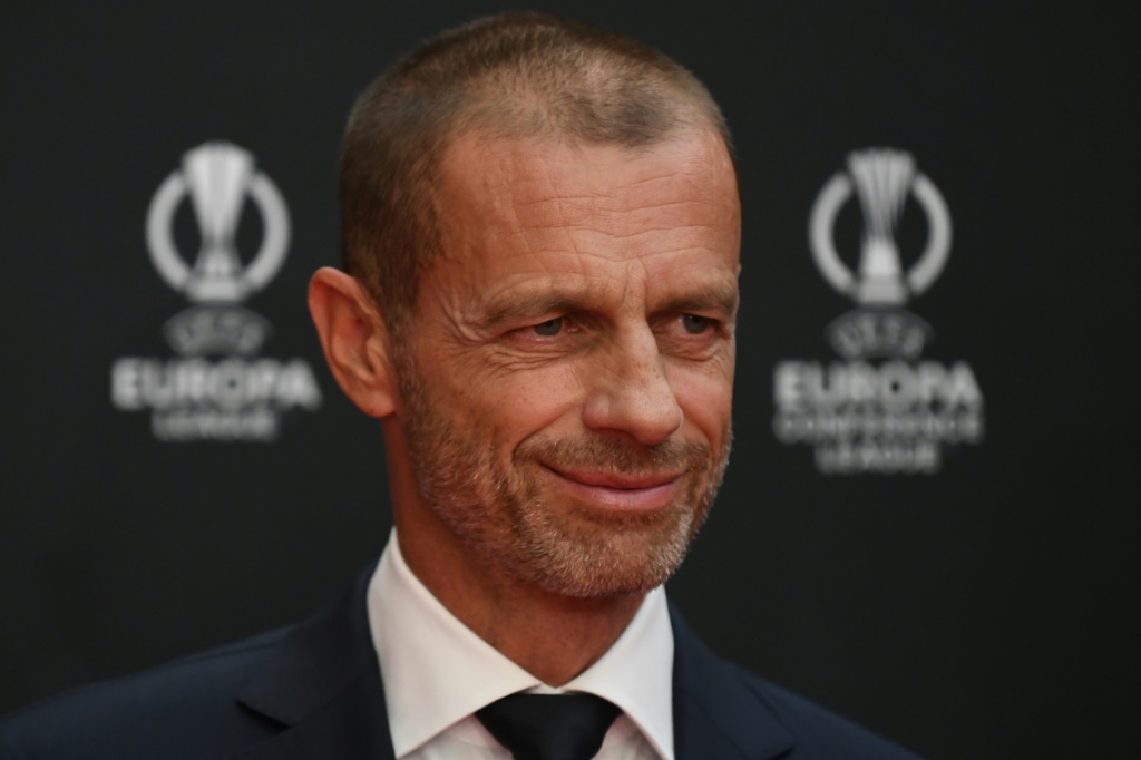 Le président de l'UEFA Aleksander Ceferin présent à la cérémonie de tirage au sort de la Ligue des champions à Istanbul, le 26 août 2021