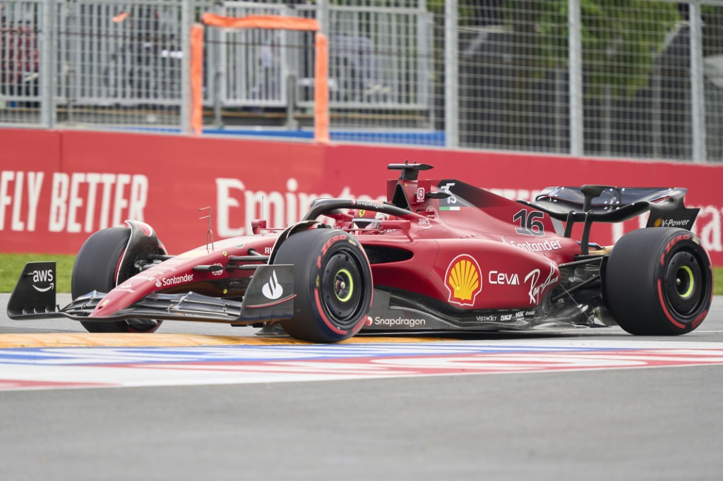La Ferrari de Charles Leclerc lors des essais du GP du Canada